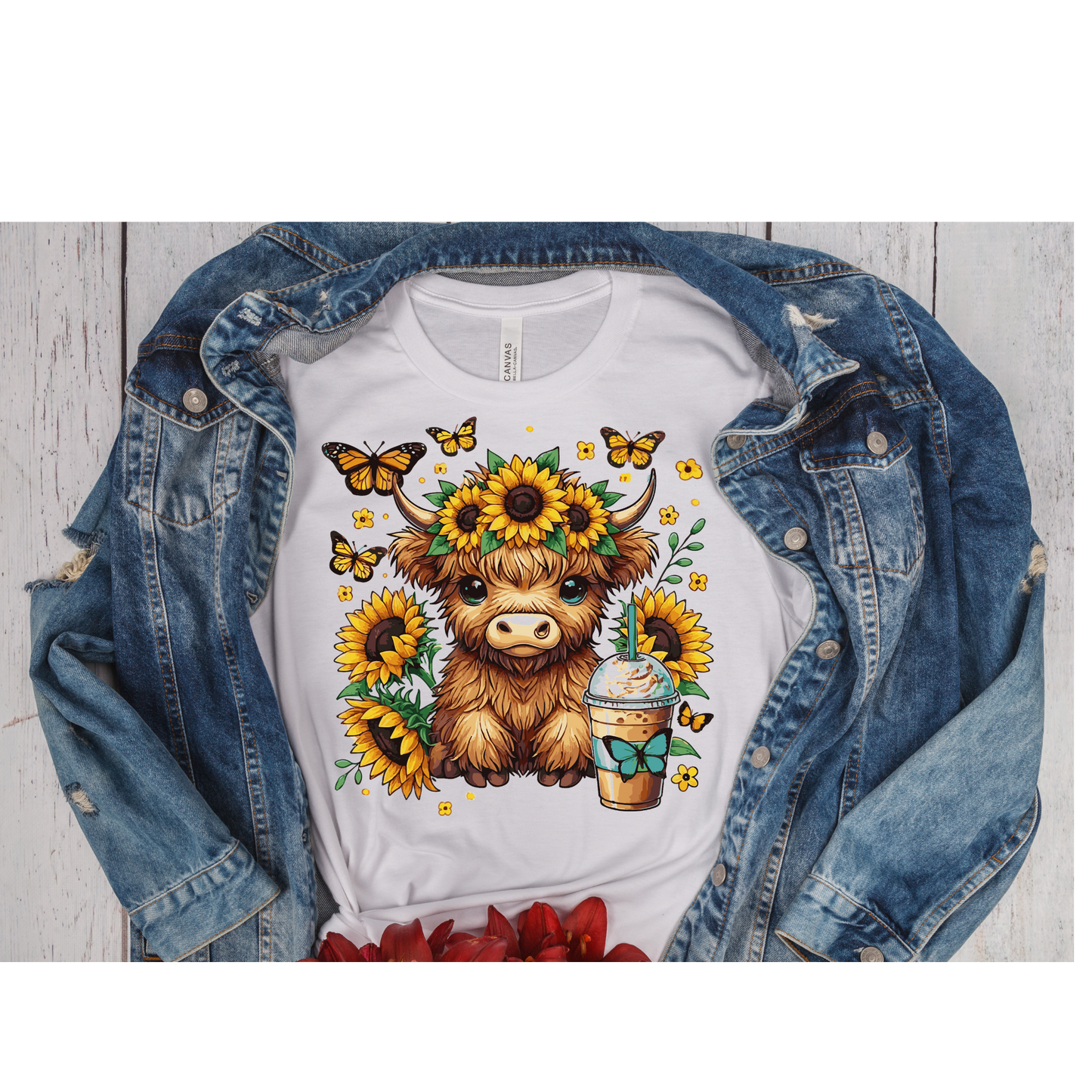 Highland Cow Sunflowers