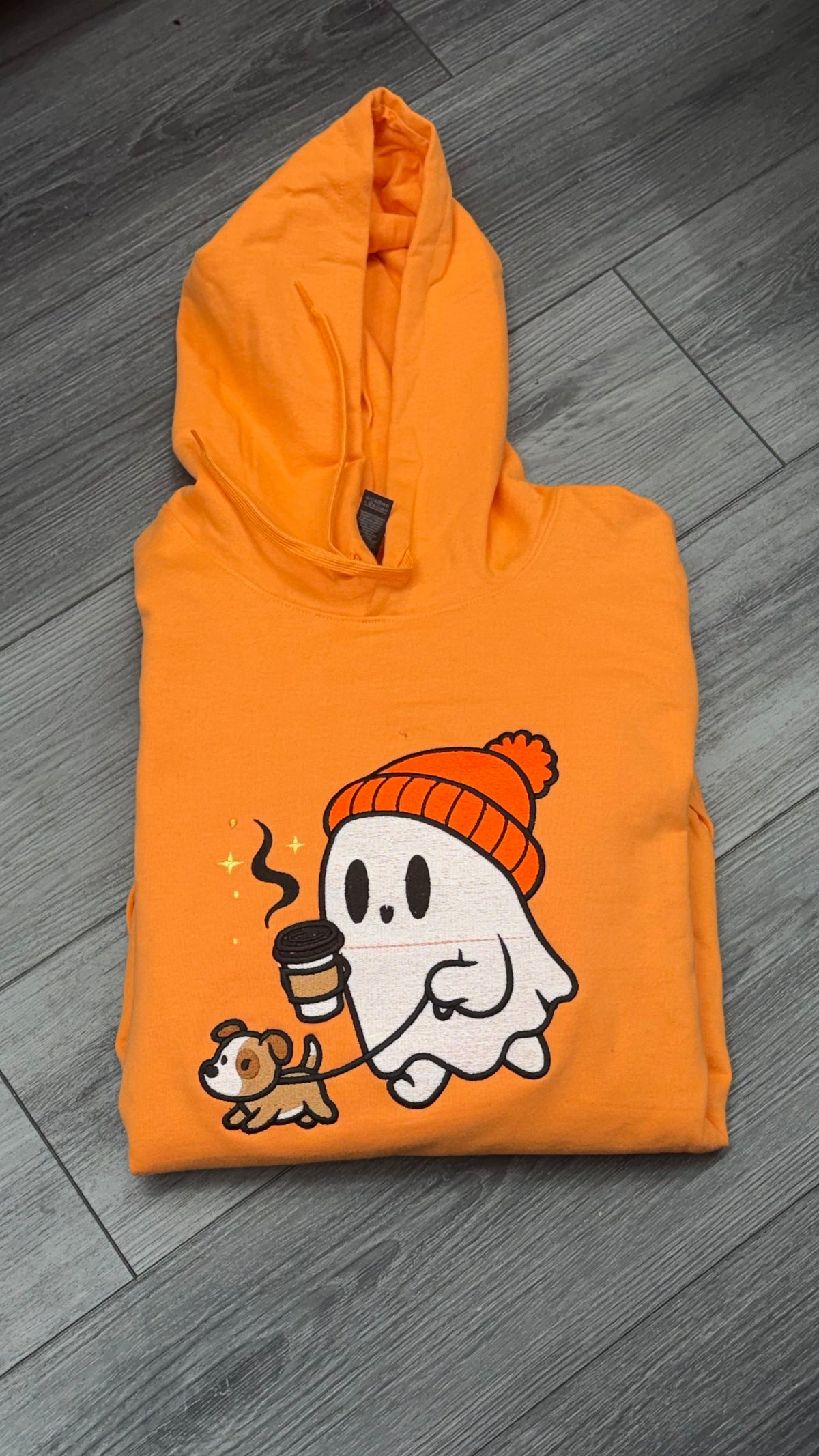 Ghost & Dog Embroidered Hoodie Sweater