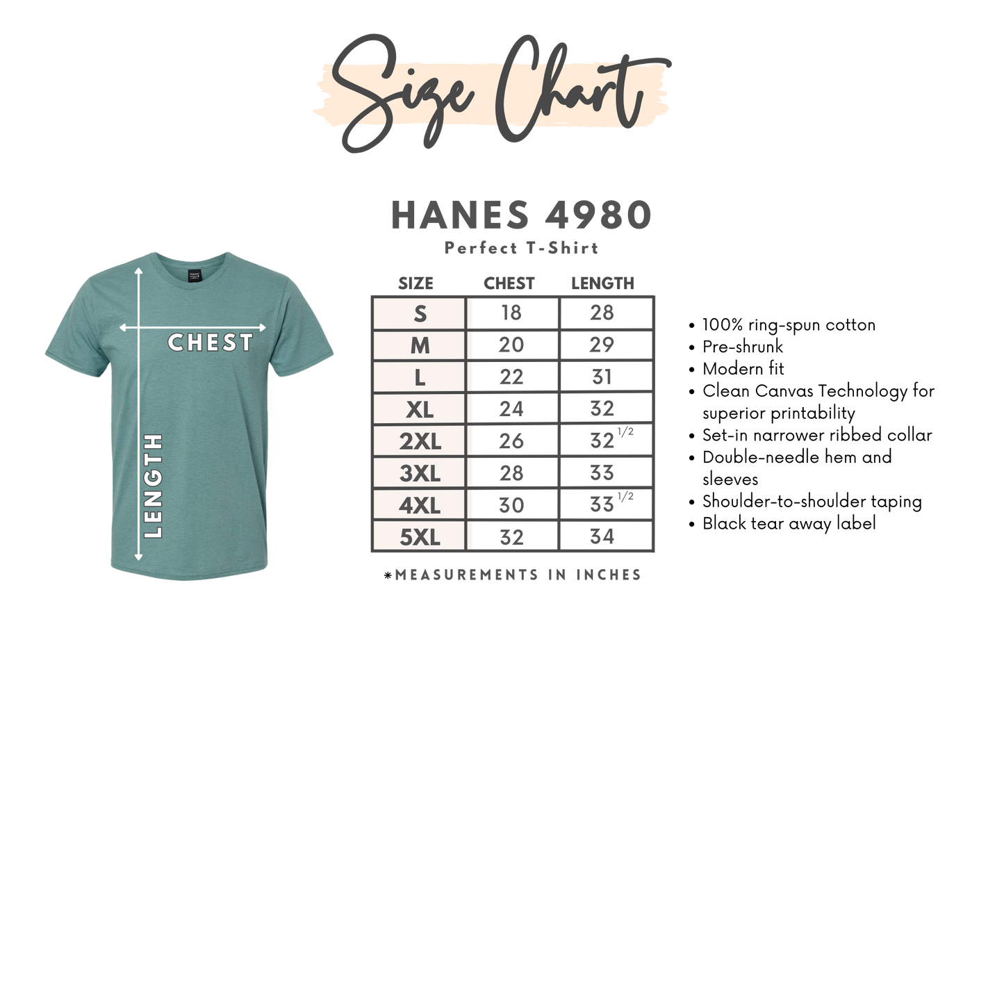 Hanes Size Chart