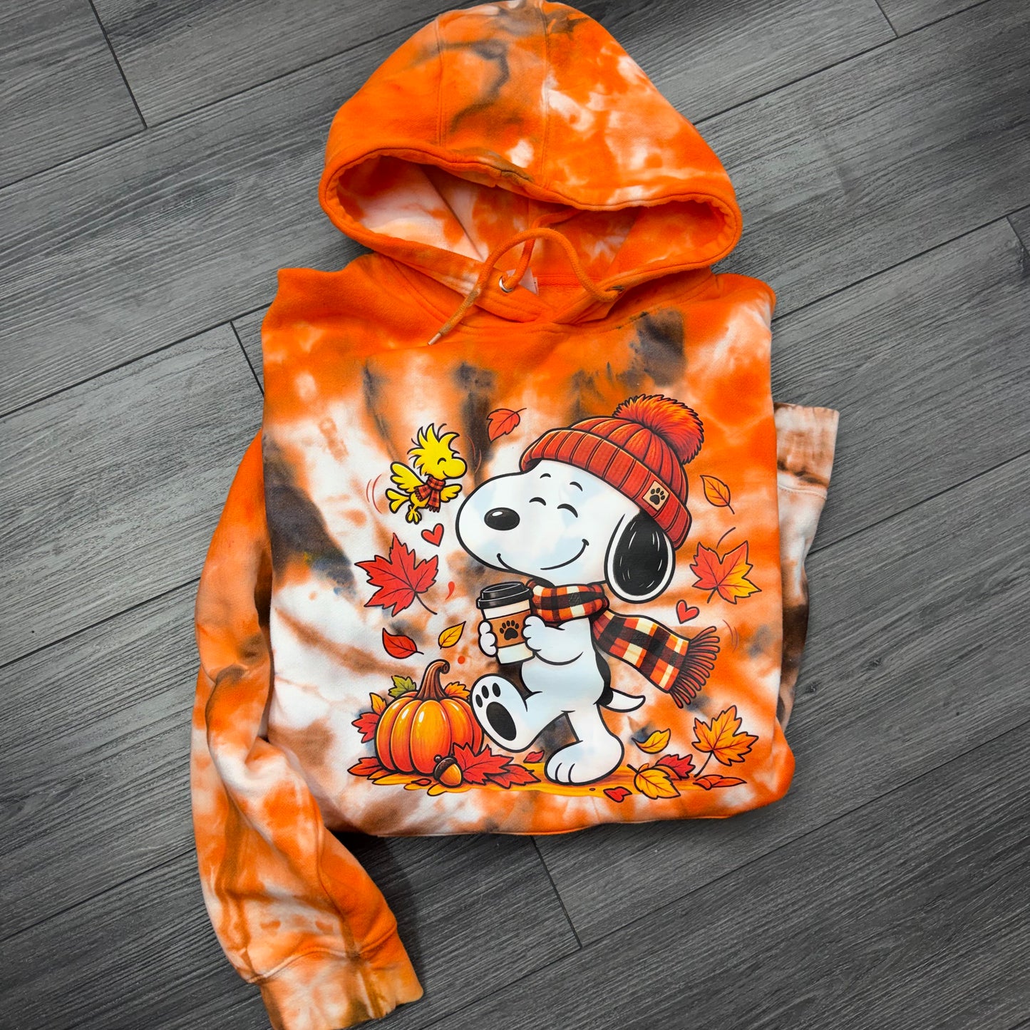 Tie Dyed Hoodie with Snoopy DTF Print