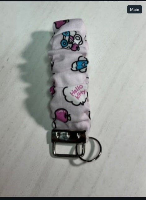 Pink Hello Kitty Scrunchie Wristlet Keychain