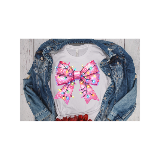 Pink Bow with Lights