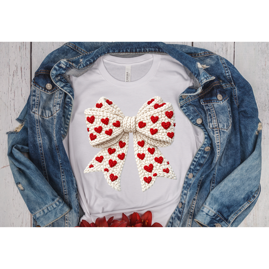 White Bow with Hearts
