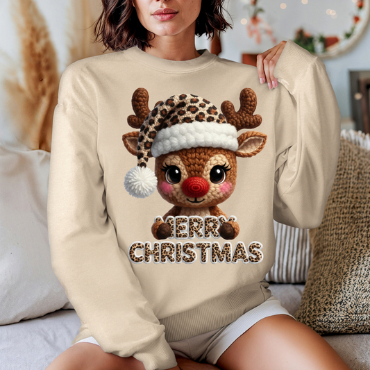 Merry Christmas Leopard Print Reindeer