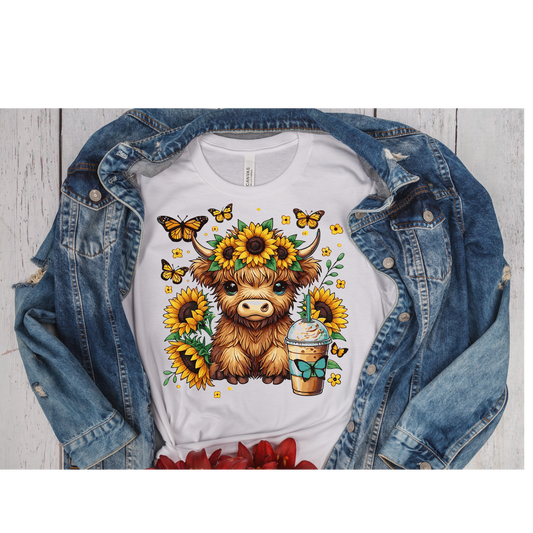 Highland Cow Sunflowers