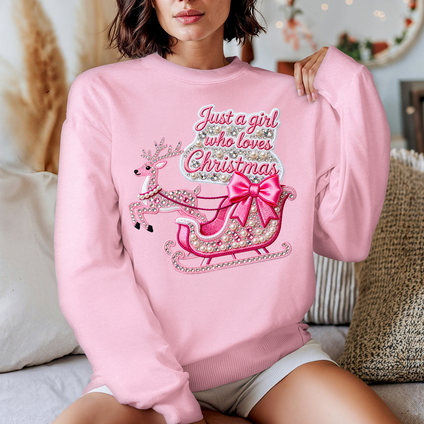 Just A Girl Who Loves Christmas  Crewneck Sweater