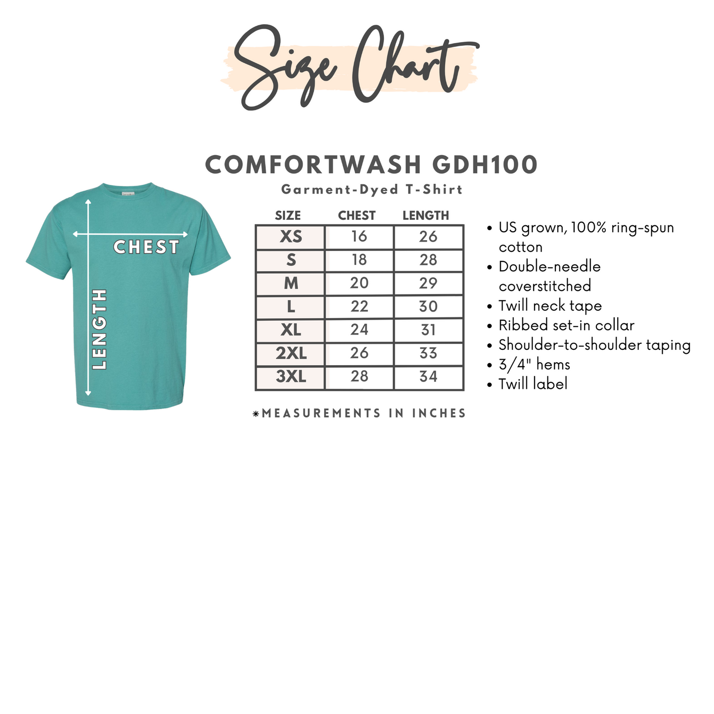 Hanes Comfort Wash Size Chart