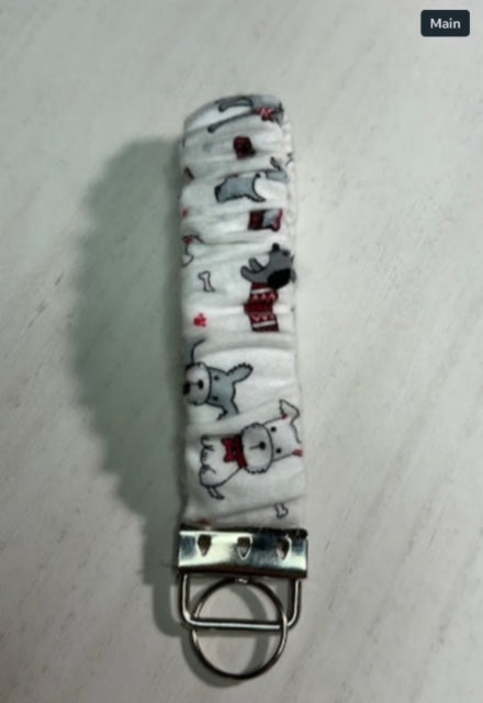 Cute Dogs Scrunchie Wristlet Keychain