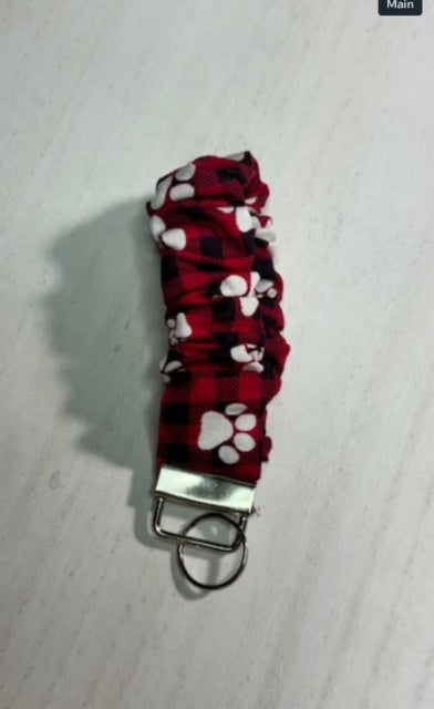 Dog Paws  Scrunchie Wristlet Keychain
