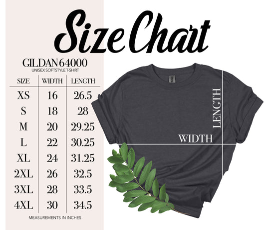 Gildan Size Chart